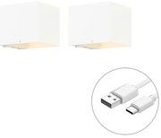 Conjunto de 2 Apliques Brancos com Dimmer Recarregável - Joris