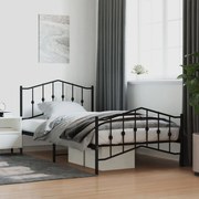 vidaXL Estrutura de cama com cabeceira e pés 107x203 cm metal preto