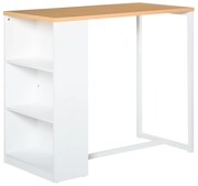 HOMCOM Mesa de bar Bistrô Mesa alta para jantar  com 3 prateleiras Estrutura metálica  Carga 100 kg 115x55x100 cm Branco e Carvalho | Aosom Portugal