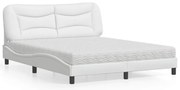 vidaXL Cama com colchão Hvar 160x200 cm couro artificial branco