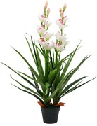 Planta orquídea cymbidium artificial com vaso 100 cm verde