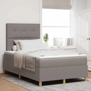 Cama Box Spring com Colchão &amp; LED Taupe 120x200 cm Tecido