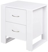 HOMCOM Mesa de Cabeceira com 2 Gavetas Pés e Base Elevada para Dormitório Mesa Lateral 48x39x54cm Branco | Aosom Portugal