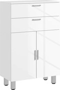 kleankin Móvel para Casa de Banho, Cômoda para Casa de Banho, 2 Gavetas, Prateleira Ajustável, Painel de Partículas, Branco | Aosom Portugal