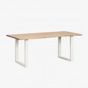 Mesa De Jantar Retangular 180x90 Cm Em Madeira De Acácia E Aço Maupi Gardénia Branco - Sklum