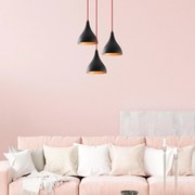 Chandelier Berceste – Preto e Vermelho – 46 cm de Diâmetro x 119 cm de