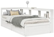 vidaXL Cama com estante sem colchão 90x190 cm pinho maciço branco