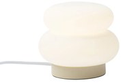 Candeeiro de Mesa Japandi Bege com Vidro Opalino 15cm - Miele Japandi