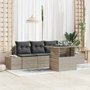 vidaXL Conjunto de Sofás de Jardim com 5 Peças e Almofadas Cinza Claro