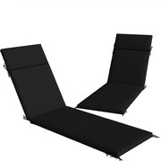 Outsunny Conjunto 2 Almofadas para Cadeiras de Exterior com 6 Fitas de Fixação para Espreguiçadeira de Jardim e Pátio, 183x54x6.5 cm, UV30+, Preto e Branco | Aosom Portugal