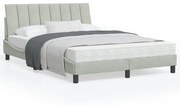 vidaXL Estrutura de cama c/ luzes LED 140x200 cm veludo cinzento-claro