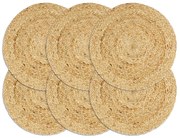 Individuais de mesa 6 pcs em juta liso 38 cm redondo natural