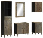 vidaXL 5 pcs conj. móveis p/ casa de banho madeira de mangueira maciça