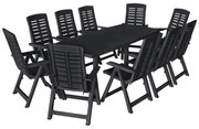 Conjunto de jantar de exterior 11 pcs plástico antracite