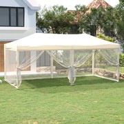 vidaXL Tenda para festas dobrável com paredes laterais 3x6 m creme