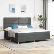 vidaXL Cama Box com colchão Cinza Escuro 200 x 200 cm tecido