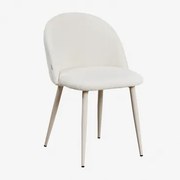 Cadeira De Jantar Em Tecido Bouclé Kana Deluxe Beige Creme & Caracóis Blanco - Sklum