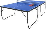SPORTNOW Mesa de pingue-pongue, dobrável, 8 rodas, estrutura em aço com revestimento em pó, MDF, 274 x 152,5 x 76 cm, Azul | Aosom Portugal