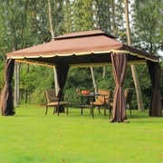 Tenda Gazebo Exterior Jardim 2.9x3.9x2.8m Tenda Impermeável de Luxo Marco de Alumínio com Parede Lateral e Mosquiteira para Festa Eventos