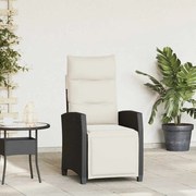 vidaXL Cadeira de jardim reclinável com mesa de apoio vime PE preto