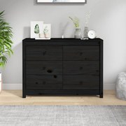 vidaXL Armário de apoio 100x40x72 cm pinho maciço preto