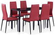 Conjunto de jantar 7 pcs vermelho tinto