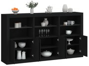 vidaXL Aparador com luzes LED 181,5x37x100 cm preto