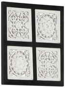 vidaXL Painel de parede esculpido à mão MDF 40x40x1,5 cm preto/branco