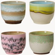 Canecas artesanais com vidrado reativo 70's, conjunto de 4