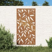 vidaXL Decoração p/muro jardim 105x55cm aço corten design folhas bambu