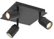 Foco de teto inteligente para casa de banho quadrado preto IP44 incl. 3 GU10 Wi-Fi - Ducha