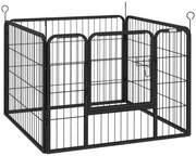 PawHut Parque para Cães com 4 Painéis Dobrável 82x82x60 cm com Porta e Fechadura para Exterior e Interior Cinza Escuro