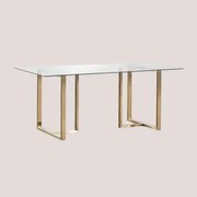 Rectangular Dining Table 180x90 Cm In Glass And Steel Lesley Transparente - Sklum
