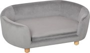 PawHut Sofá para Cães Pequenos com Pés de Madeira Almofada Removível e Capa Lavável  86x55x33 cm Cinzento Claro | Aosom Portugal