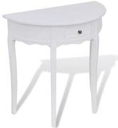 vidaXL Mesa consola meia-lua com gaveta branco