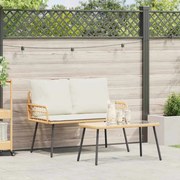 vidaXL Conjunto de Jantar para Jardim 2 Peças com Almofadas de Rattan Natural