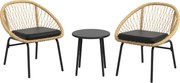 Outsunny Conjunto de terraço em rattan, Conjunto de móveis de jardim, 2 poltronas & mesa, Amarelo | Aosom Portugal