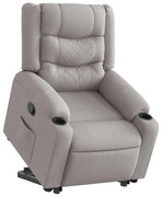 vidaXL Poltrona reclinável elevatória tecido cinzento-nublado