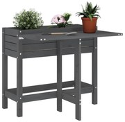 vidaXL Floreira de jardim com tampo dobrável pinho maciço cinzento