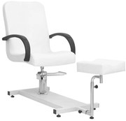 vidaXL Cadeira massagens c/ apoio pés 127x60x98 cm couro art. branco