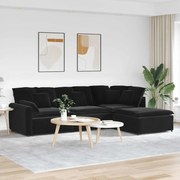 vidaXL Sofá modular com pufes e almofadas veludo preto