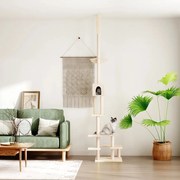 vidaXL Árvore p/ gatos altura ajustável chão-teto 268,5-294,5 cm creme