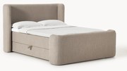 Cama boxspring em bouclé com espaço de arrumação Perla