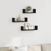 Prateleiras parede 3 pcs derivados madeira carvalho preto