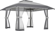 Outsunny Tenda Dobrável 4x4 m Pop-up com 4 Paredes Laterais em Malha Altura Ajustável 3 Níveis Cinza | Aosom Portugal