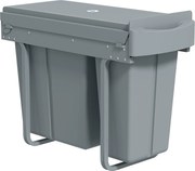HOMCOM Lixeira de cozinha deslizante 30L com 2 compartimentos, lixeira sob a pia com tampa fosca, 52x26x40,8cm, cinza | Aosom Portugal