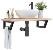 vidaXL Prateleira de parede p/ lavatório aço/madeira carvalho maciça