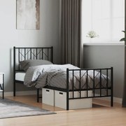vidaXL Estrutura de cama com cabeceira e pés 75x190 cm metal preto