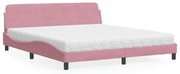 Cama com colchão 180x200 cm veludo rosa