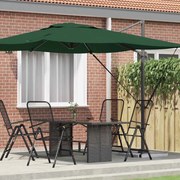 vidaXL Parasol Roma Verde 286 x 285 x 265 cm Poliéster e Alumínio